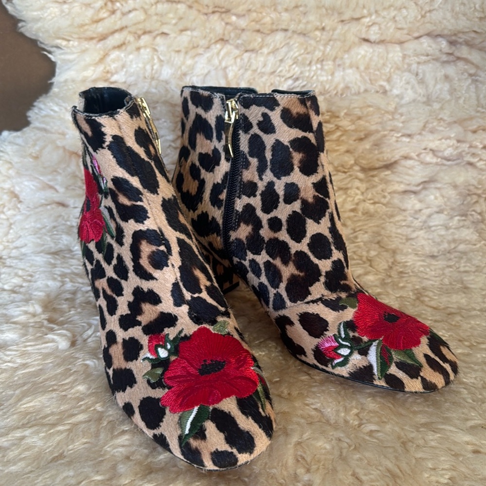 Kate Spade leopard floral ankle boots